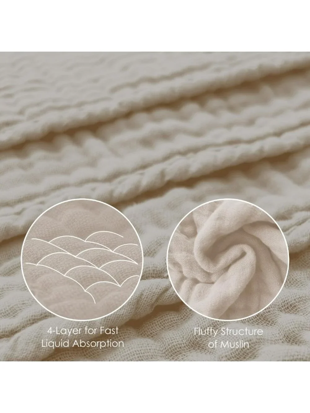 Large 100% Cotton Muslin Baby Burp Cloths - Soft, Absorbent, Reinforced Edges